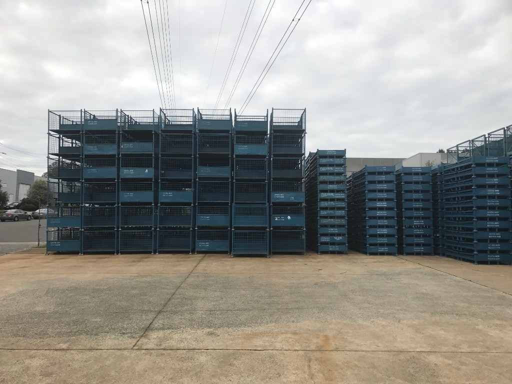 Crypal stillages and containers in the yard